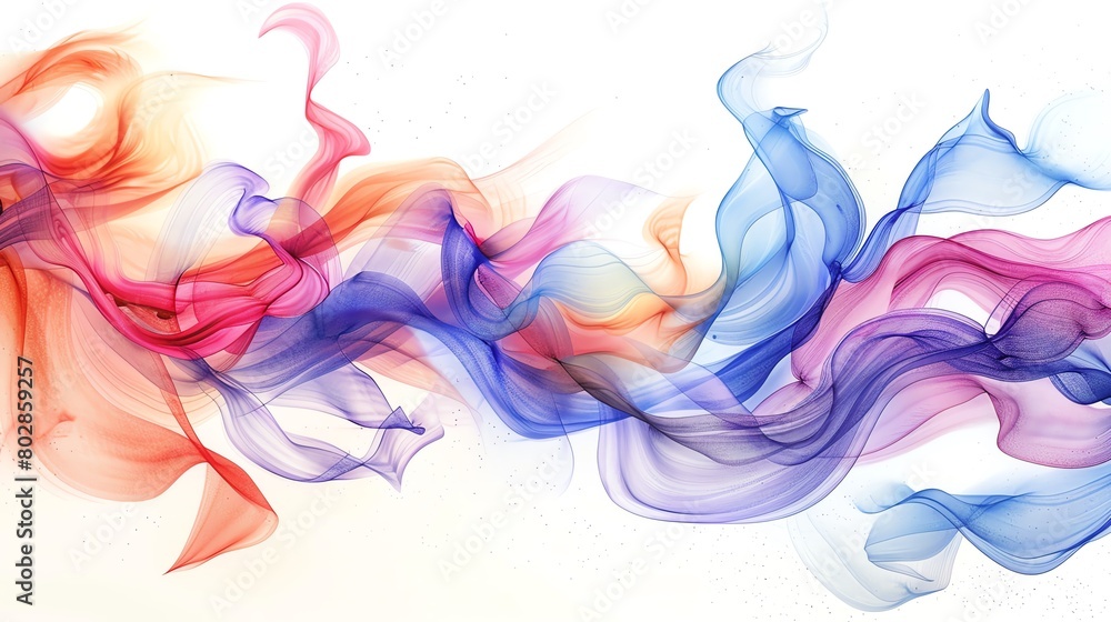 Paint a flowing ribbon twisting and turning in the windWater color,  hand drawing