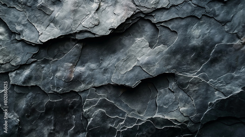 Close-up of textured slate rock surface. Geology and natural stone concept. Design for architecture and construction materials, background texture for presentations or graphic design ,generative ai