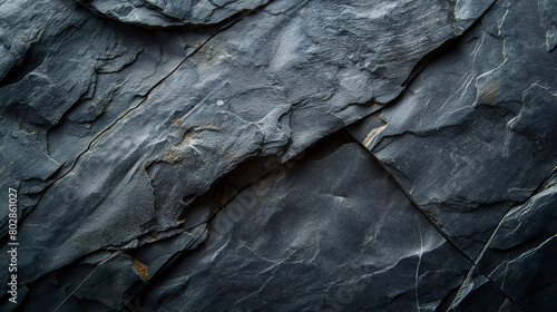 Detailed texture of a cracked slate rock surface. Geology and natural patterns concept. Design for background texture, geological presentations ,generative ai photo