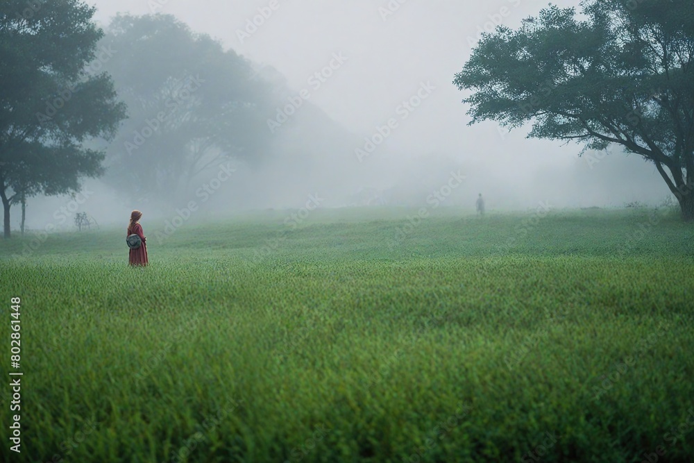 Fototapeta premium walking in the fog