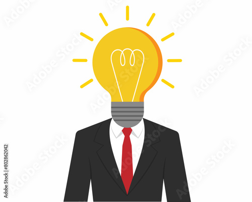 Man with a light bulb head creative business idea