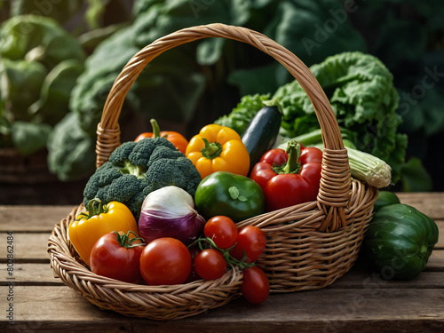 Vegetables on wooden background