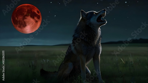 wolf howling at night