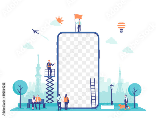 Vector illustration with smartphone motif (design space on smartphone screen)
