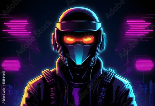 cyberpunk A retro arcade game character with a glo (12)