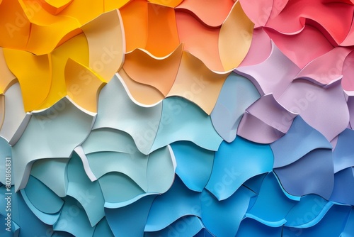 Vibrant Waves of Multicolored Paper Background photo