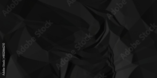 Black crumpled paper texture. Black wrinkled paper texture. Black paper texture. Black crumpled and top view textures can be used for background of text or any contents.