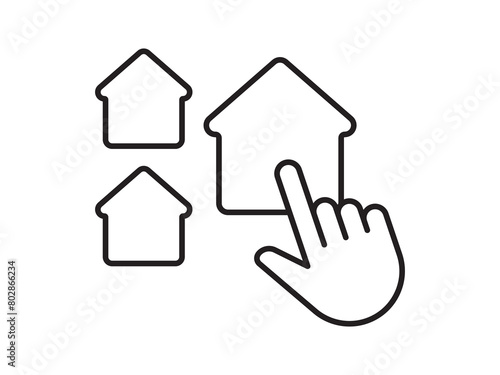 Icon a house representation, isolated against a clean background. This simple vector symbol evokes a sense of warmth and security, embodying the concept of home.