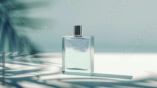Mockup template, blank white perfume bottle for label, with soft lighting to highlight bottle details and allow label to be clearly visible, Ai generated Images
