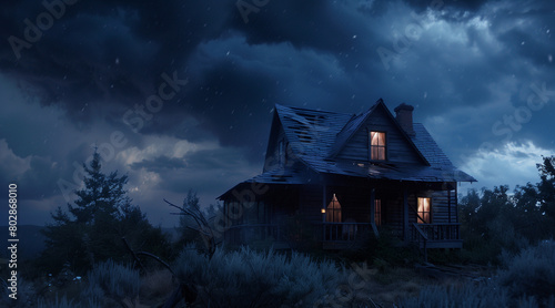 the storm rages outside, inside a secluded cabin, a group of travelers find themselves trapped © Khajornyot