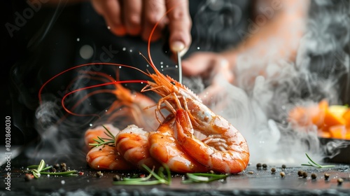 Shrimp cooked on pan.