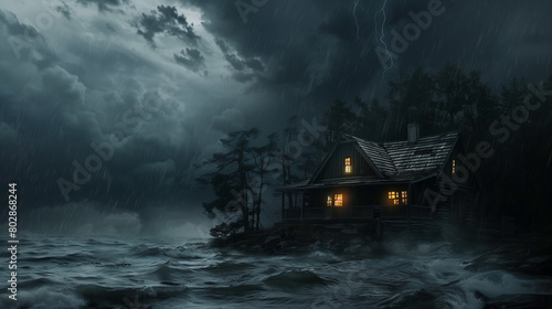 the storm rages outside, inside a secluded cabin, a group of travelers find themselves trapped