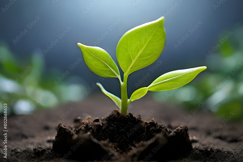A young plant can be seen growing in a field,Agriculture and Eco Living , young sprout growing in the soil A young plant can be seen growing in a field,Agriculture and Eco Living , young sprout growing in the soil