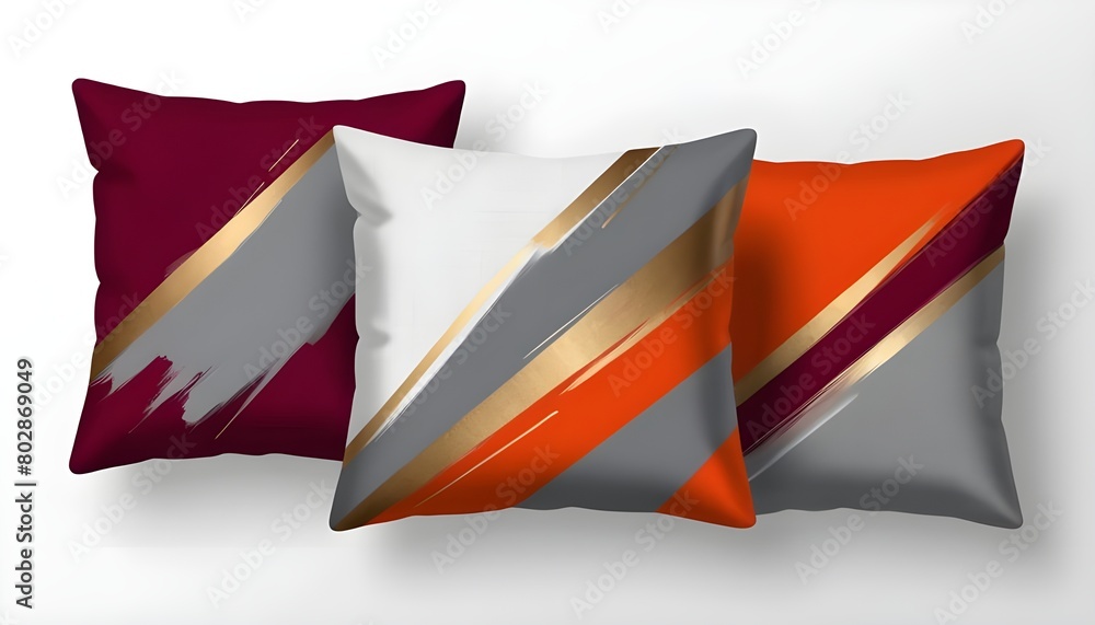 2 Collection set of red maroon grey gray blank cushion pillow cover, front side lying view on transparent cutout, PNG file. Many angle. Mockup template for design 2 Collection set of red maroon grey gray blank cushion pillow cover, front side lying view on transparent cutout, PNG file. Many angle. Mockup template for design