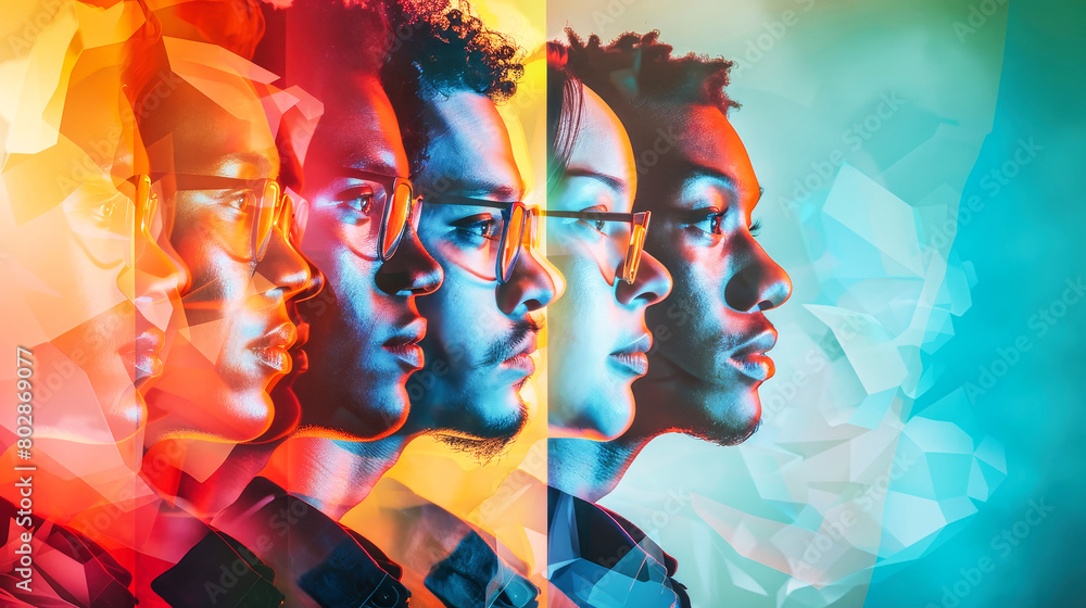 Fototapeta premium Diverse group of people from different nationalities standing together in harmony