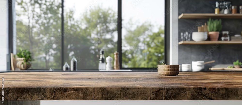 Product display kitchen table top with a modern interior background intentionally blurred. Product display kitchen table top with a modern interior background intentionally blurred.