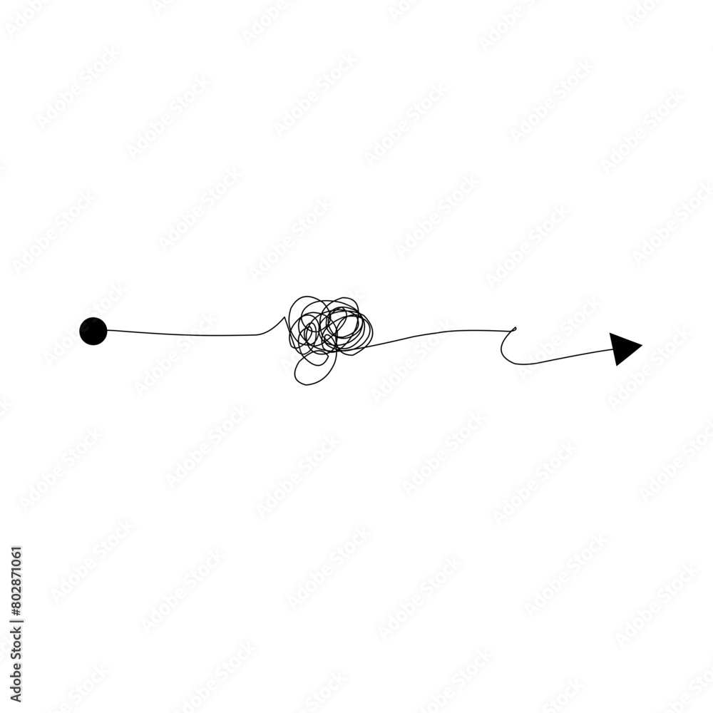 Fototapeta premium Scribble chaos lines with arrow