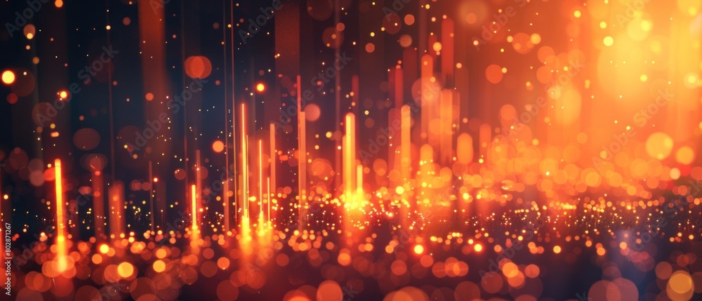 Fototapeta premium A clean, modern bar chart illuminated with magical sparks, indicating success.