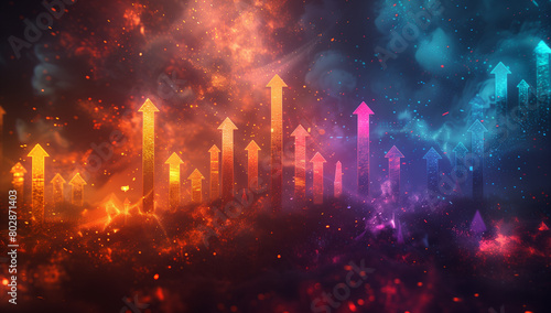 A background of digital arrows pointing upwards, representing growth and progress in the financial industry.