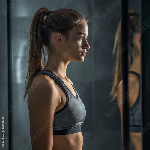 Sporty girl aesthetic in a gym