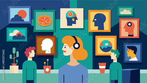 An art exhibit featuring works created by neurodivergent artists highlighting the unique perspectives and styles influenced by their cultural. Vector illustration