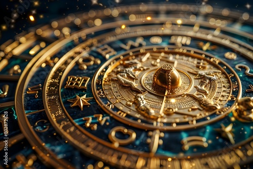 Celestial Wheel of Astrological Zodiac Signs A Vibrant Visualization of Cosmic Patterns and Archetypes photo
