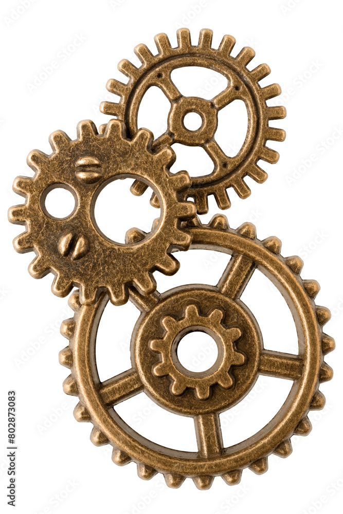 Group of aged bronze cogwheels Group of aged bronze cogwheels