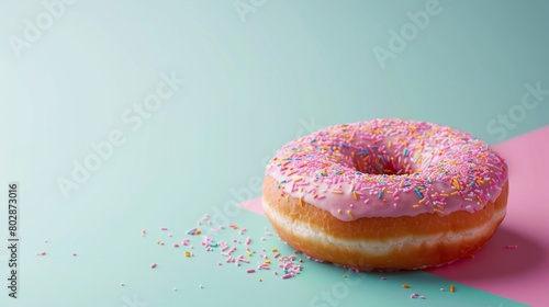 Donut on Colored Background for Advertising