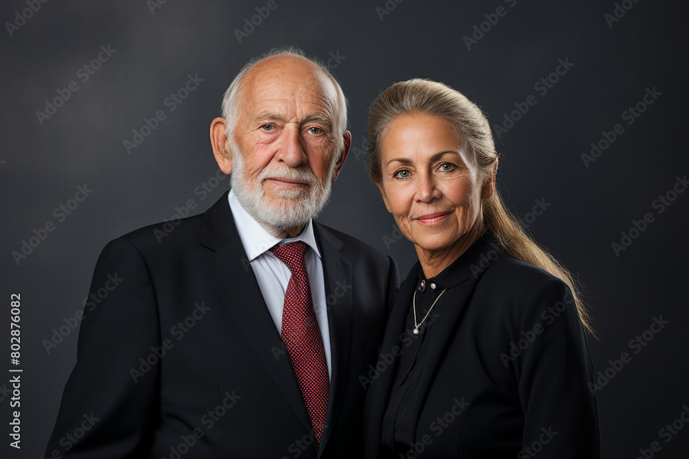 Elderly couple pensioners business partners together generative AI portrait Elderly couple pensioners business partners together generative AI portrait