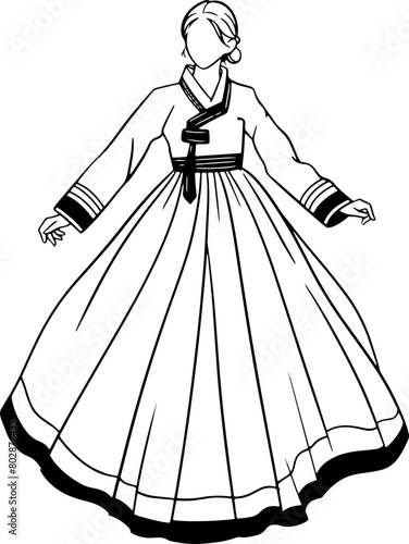 Girl in Hanbok dress photo