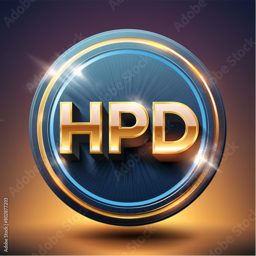 An golden HPD event monogram with light effects. photo