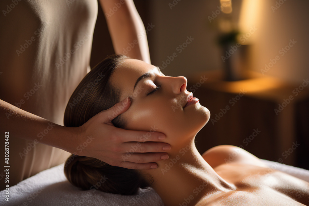 Luxury spa salon resort person have beauty relaxing procedure, Generative AI illustration picture Luxury spa salon resort person have beauty relaxing procedure, Generative AI illustration picture