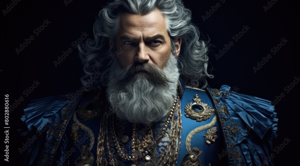 Majestic bearded man in ornate costume