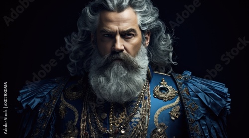 Majestic bearded man in ornate costume