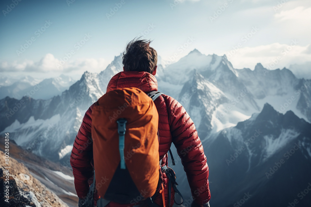 Climbing a mountain with beautiful views made with generative AI Climbing a mountain with beautiful views made with generative AI