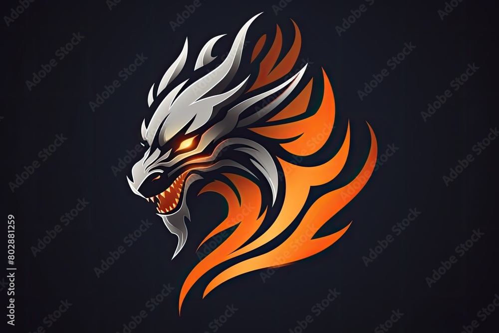 Fierce dragon head illustration