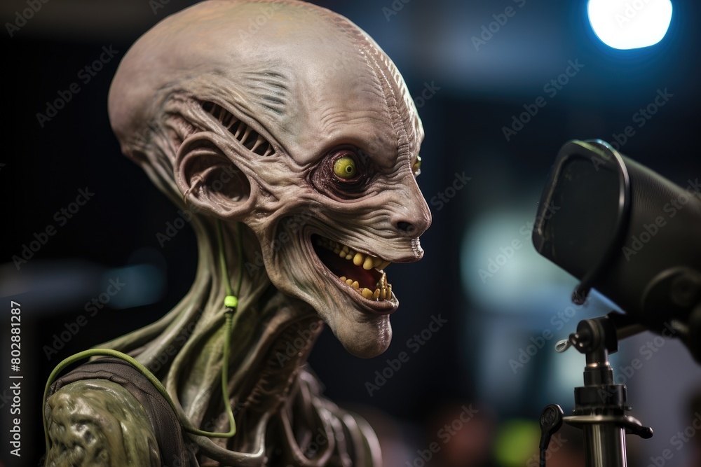 Creepy alien creature with glowing eyes Creepy alien creature with glowing eyes