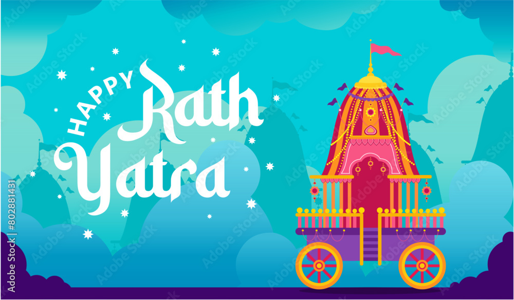 Flat rath yatra banner illustration