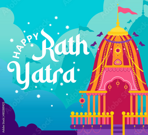 Flat rath yatra banner illustration