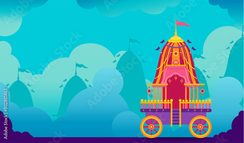 Flat rath yatra banner background illustration