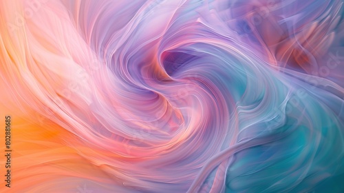 An abstract photograph showcasing the fusion of pastel hues in a dreamlike swirl  offering a serene and inviting palette for various creative purposes