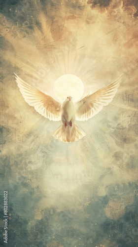 Dove Soaring Through Skies, the Ascension of Christ, the ascension of Jesus into heaven, a festival celebrated by Christians.