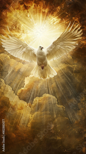 Dove Soaring to Heavenly Heights, the Ascension of Christ, the ascension of Jesus into heaven, a festival celebrated by Christians.