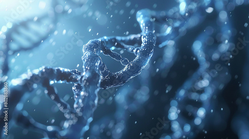 Discover the fascinating patterns of a DNA strand in a medical research setting, photo