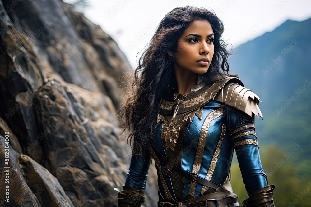 Obraz premium Powerful female warrior in fantasy armor