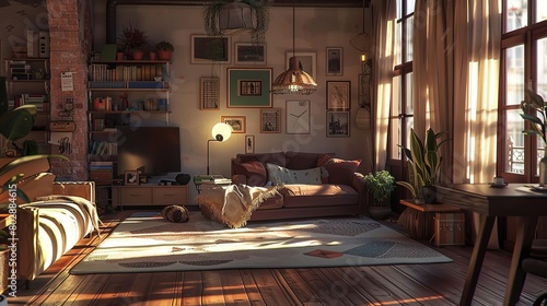 Cozy and clean interior with fewer items, computer-generated image photo