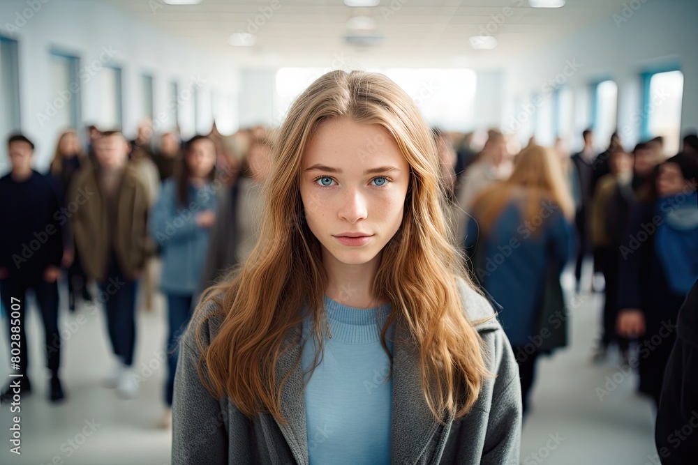 Obraz premium young woman in crowd
