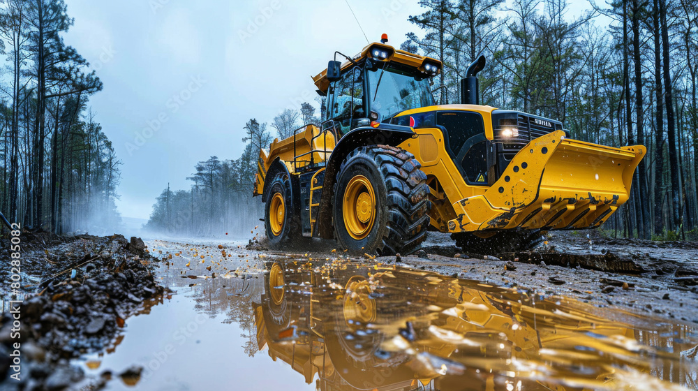 Heavy machinery at work at construction site. Rebuilding, reshaping, excavating, expanding. Hard work. Heavy machinery at work at construction site. Rebuilding, reshaping, excavating, expanding. Hard work.