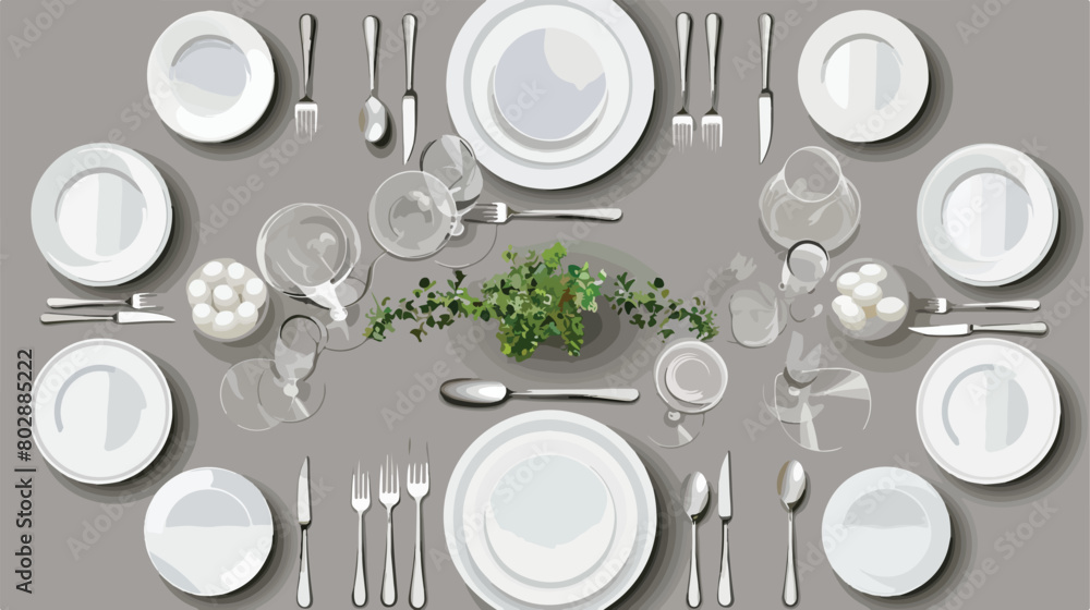 Beautiful table setting on grey background Vector style