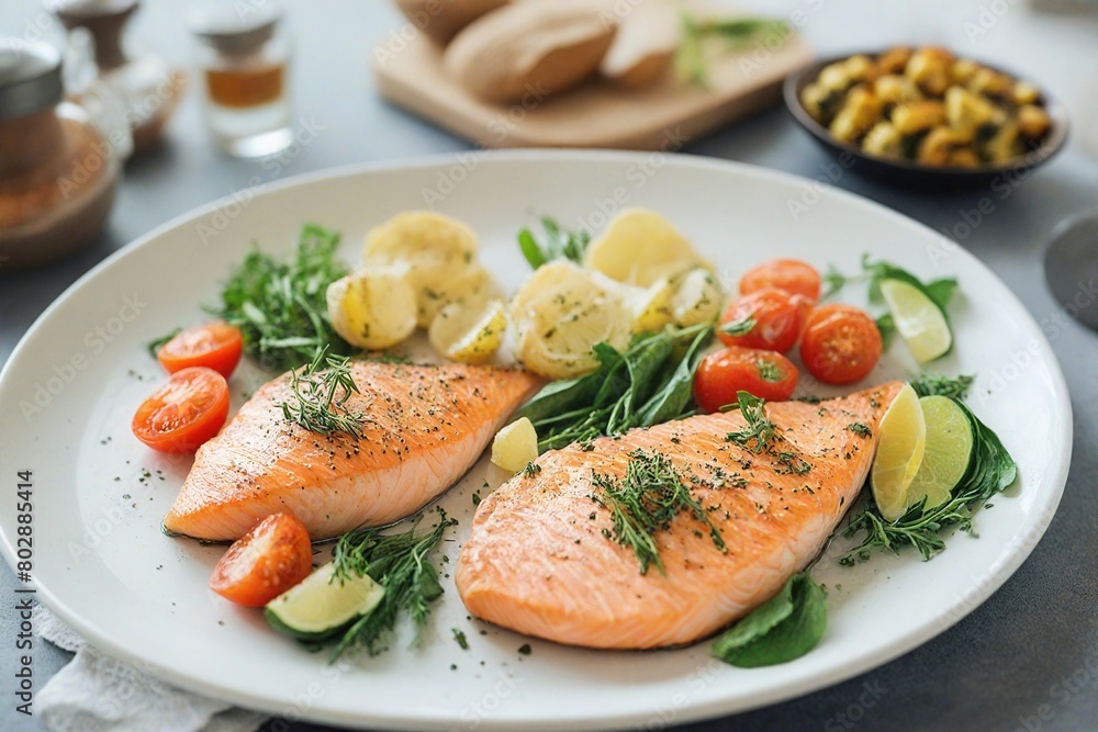 grilled salmon with vegetables grilled salmon with vegetables